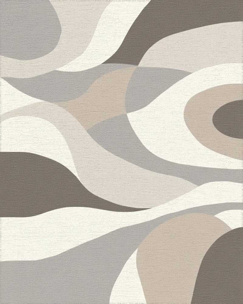 Earthy Dune Abstract Wave Rug - Cutout View