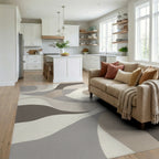 Earthy Dune Abstract Wave Rug Living Room View