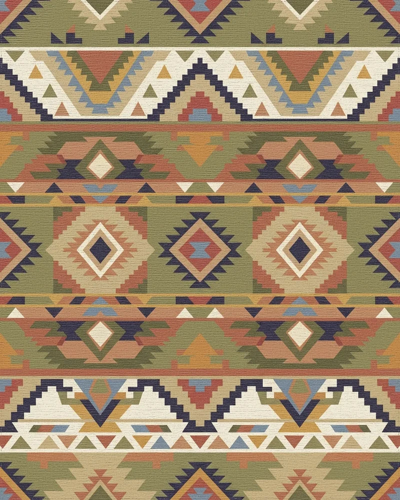 Earthy Earthy Ethnic Diamond Geometric Rug - Cutout View