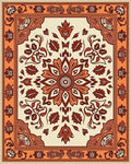 Earthy Floral Medallion Terracotta Accent Rug - Cutout View