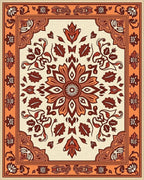 Earthy Floral Medallion Terracotta Accent Rug - Cutout View