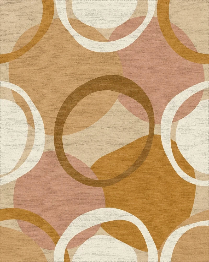 Earthy Geometric Abstract Circles Rug - Cutout View