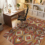 Earthy Geometric Diamond Statement Rug Office View