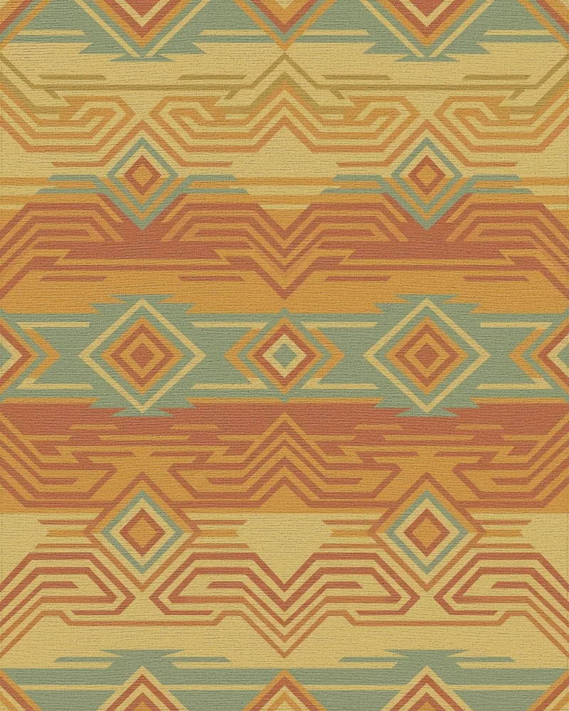 Earthy Geometric Diamond Zigzag Rug - Cutout View
