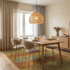 Earthy Geometric Diamond Zigzag Rug Dining Room View