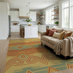 Earthy Geometric Diamond Zigzag Rug Living Room View