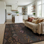 Earthy Geometric Tribal Diamond Rug Living Room View