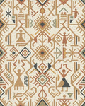 Earthy Geometric Tribal Figures Rug - Cutout View