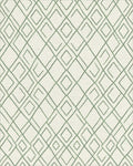 Earthy Green Hand Drawn Diamond Grid Rug - Cutout View