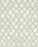 Earthy Green Hand Drawn Diamond Grid Rug - Cutout View