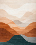 Earthy Horizon Wave Landscape Rug - Cutout View
