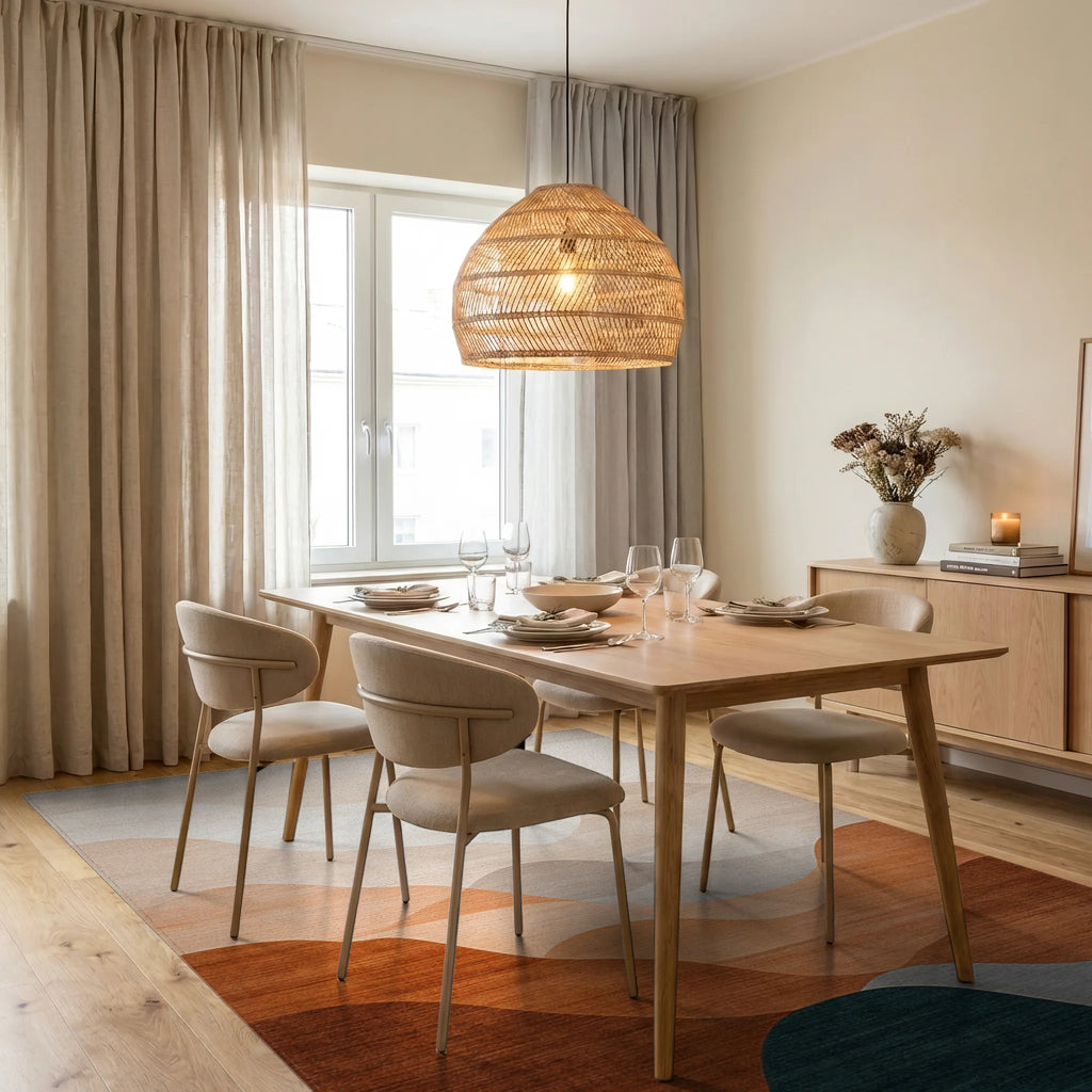 Earthy Horizon Wave Landscape Rug - Dining Room View