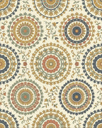 Earthy Jewel Tone Medallion Foliage Rug - Cutout View