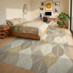 Earthy Leafy Tones Vertical Arrangement Rug Bedroom View
