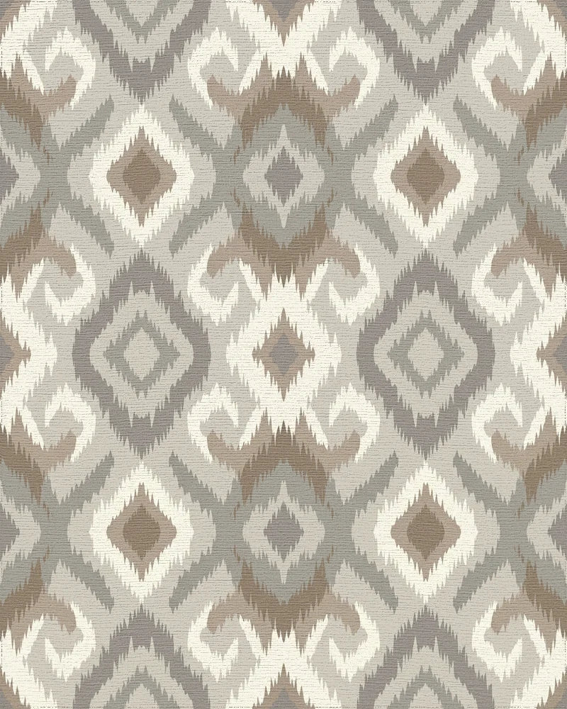 Earthy Neutral Diamond Medallion Rug - Cutout View