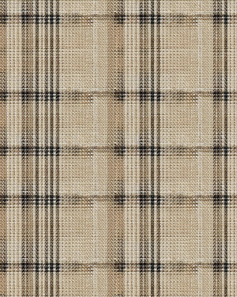 Earthy Neutral Plaid Weaver Rug - Cutout View