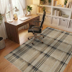 Earthy Neutral Plaid Weaver Rug - Office View