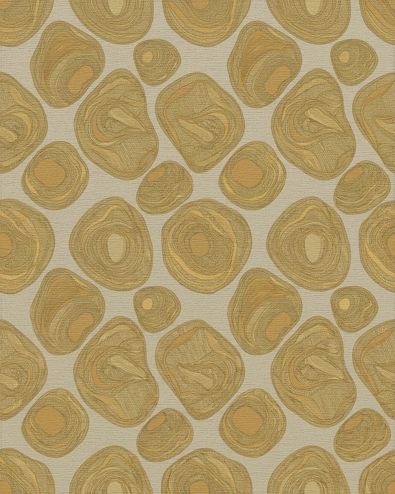 Earthy Ochre Organic Pebble Cluster Rug - Cutout View