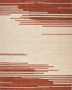 Earthy Red Stripe Abstract Rug - Cutout View