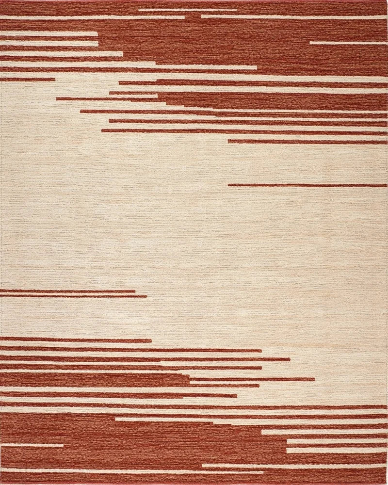 Earthy Red Stripe Abstract Rug - Cutout View