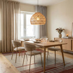 Earthy Red Stripe Abstract Rug - Dining Room View