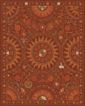 Earthy Red Sun Pomegranate Blooms Rug - Cutout View
