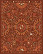 Earthy Red Sun Pomegranate Blooms Rug - Cutout View
