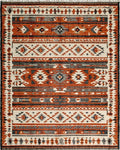 Earthy Rust Geometric Tribal Stripes Rug - Cutout View
