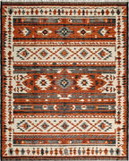 Earthy Rust Geometric Tribal Stripes Rug - Cutout View