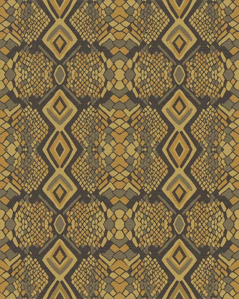Earthy Serpent Scale Diamond Medallion Rug - Cutout View