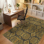 Earthy Serpent Scale Diamond Medallion Rug Office View