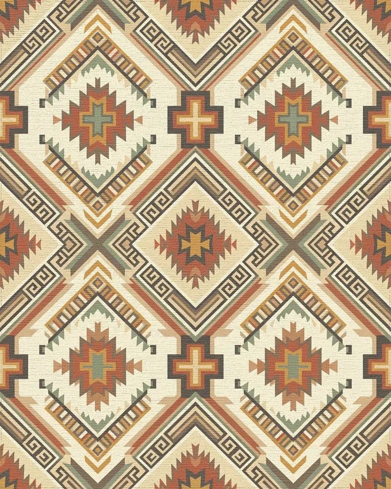Earthy Southwest Diamond Geometric Rug - Cutout View