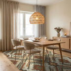 Earthy Southwest Diamond Geometric Rug Dining Room View