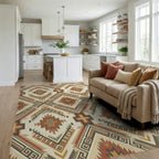 Earthy Southwest Diamond Geometric Rug Living Room View