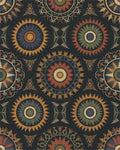 Earthy Sunburst Medallion Embroidered Rug - Cutout View