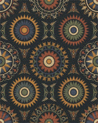 Earthy Sunburst Medallion Embroidered Rug - Cutout View