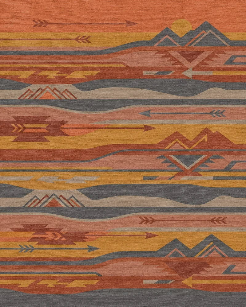 Earthy Sunset Mountain Arrow Geometric Rug - Cutout View