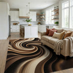 Earthy Swirl Abstract Flow Rug Living Room View
