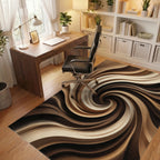 Earthy Swirl Abstract Flow Rug Office View
