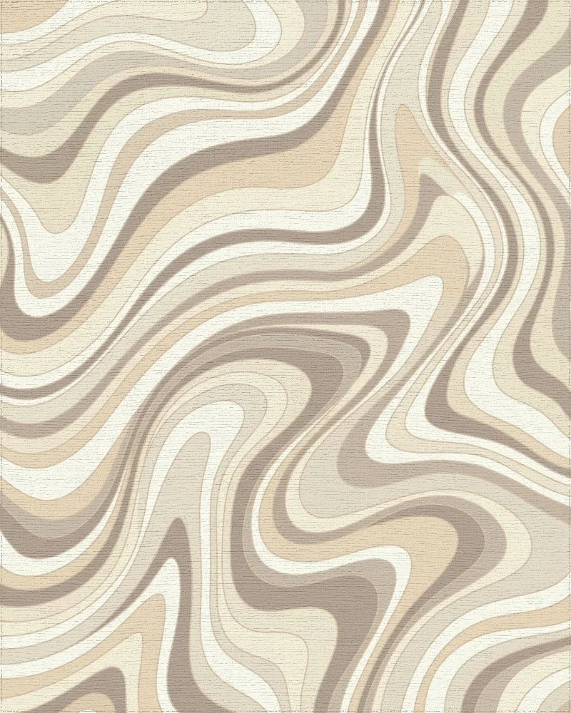 Earthy Swirl Abstract Lines Rug - Cutout View
