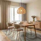 Earthy Swirl Abstract Lines Rug Dining Room View