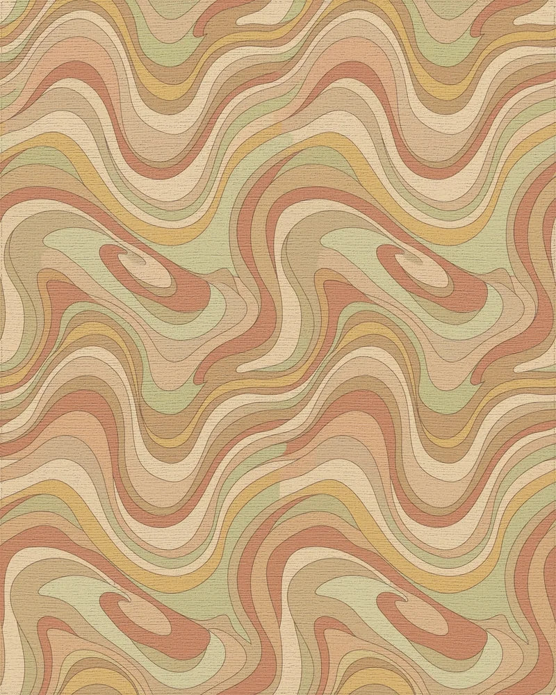 Earthy Swirl Flowing Lines Rug - Cutout View