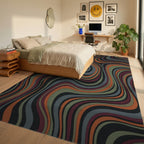 Earthy Swirls Wavy Stripe Rug Bedroom View