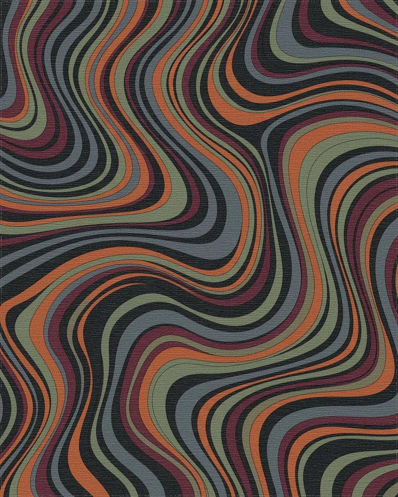 Earthy Swirls Wavy Stripe Rug - Cutout View