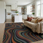 Earthy Swirls Wavy Stripe Rug Living Room View