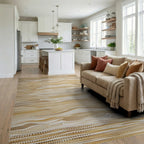 Earthy Tawny Textured Wave Rug - Living Room View