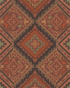 Earthy Terracotta Navajo Diamond Rug - Cutout View