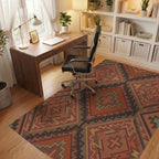 Earthy Terracotta Navajo Diamond Rug Office View