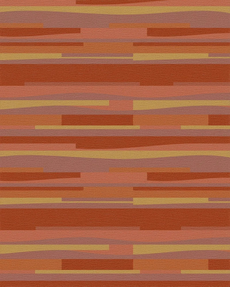 Earthy Terracotta Stripe Abstract Rug - Cutout View