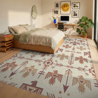 Earthy Thunderbirds Arrow Geometric Rug Bedroom View